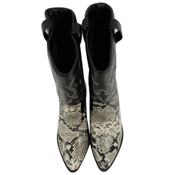 Black and Python Cowboy Boots - Picture 6 of 7